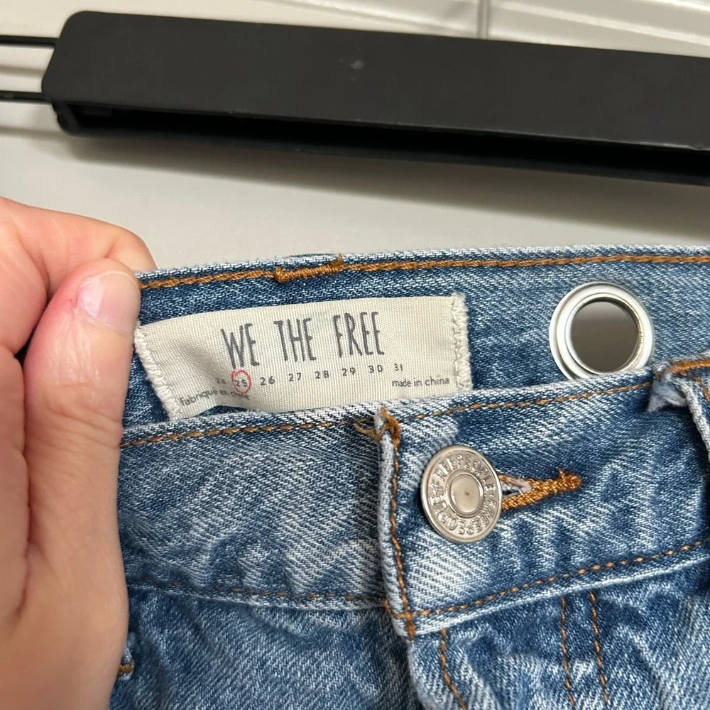 We The Free Grommet Blue Jean Shorts Distressed Casual